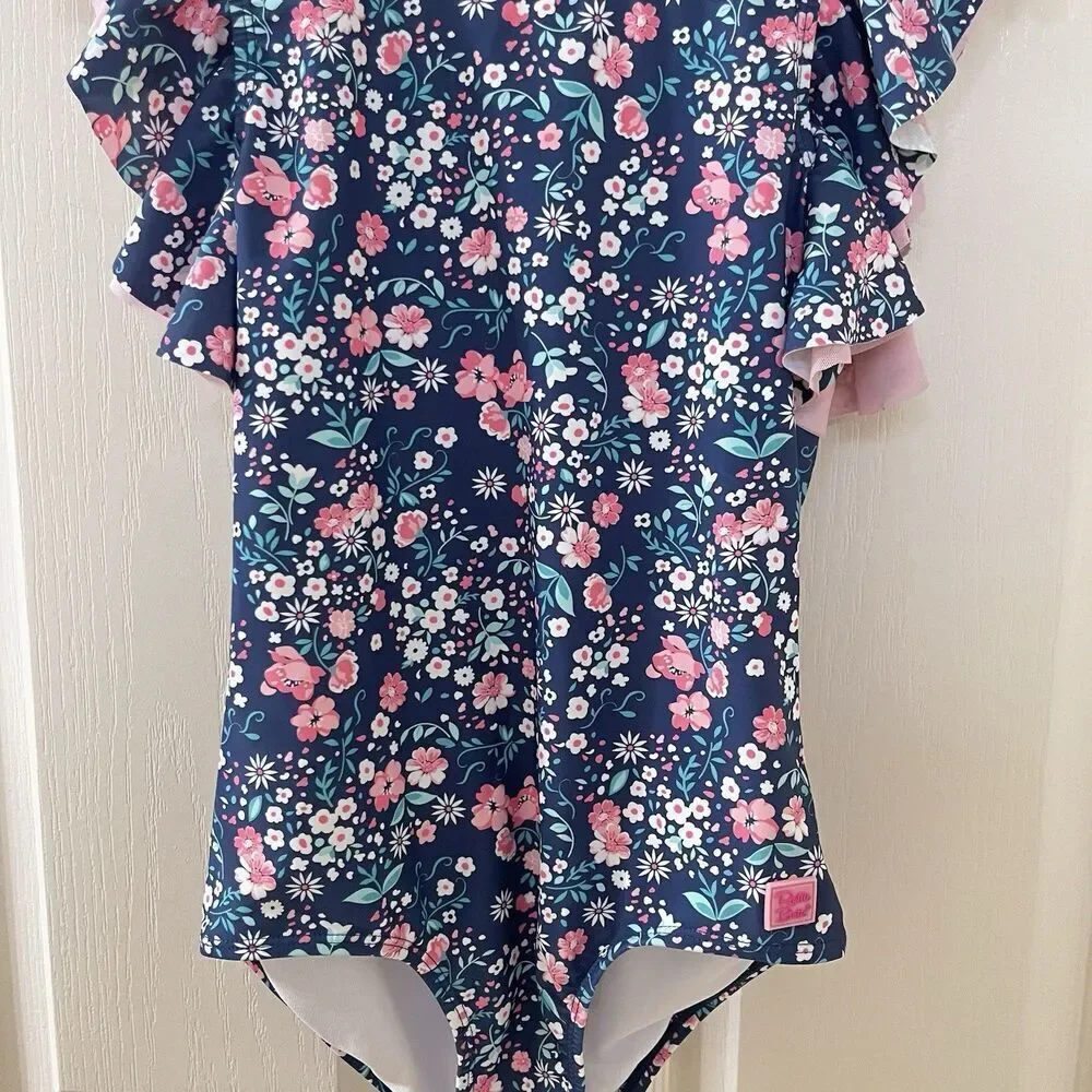 Rufflebutts Butterfly Sleeve One Piece Swimsuit Moonlit Meadow Girls Size 10